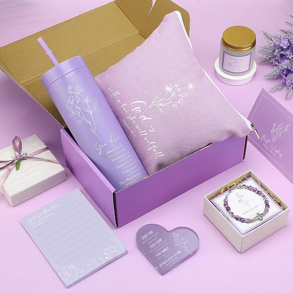 Purple Christian Gift Basket Set Women Faith Inspirational Religious Gifts - Picture 6 of 7